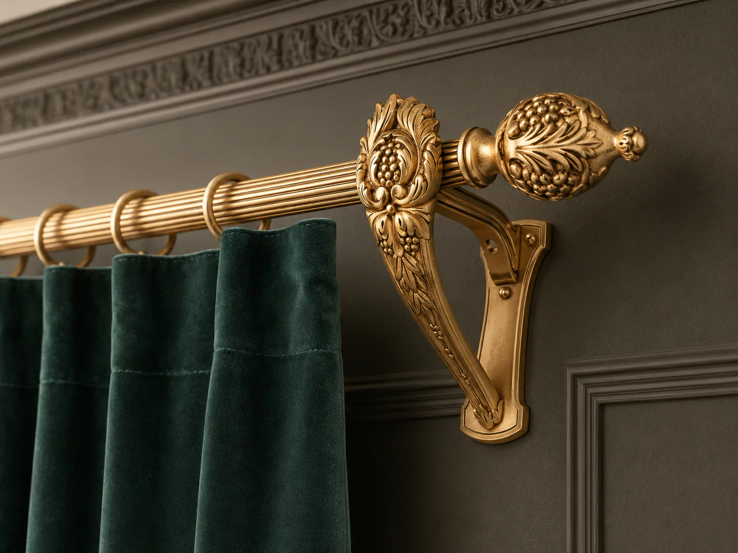 Royal Gold Floral Decorative Curtain Rail