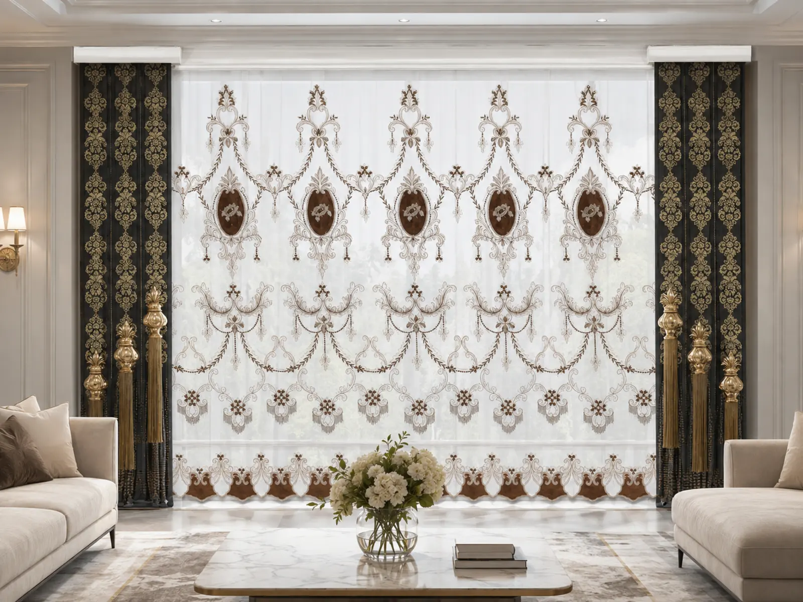 Double Store Classic Embroidered Blind